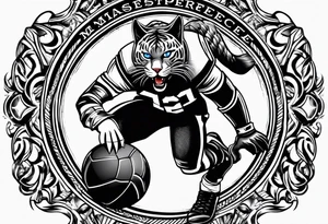 blue wildcat half black boy in football attire  morphing into jootball game night tattoo idea