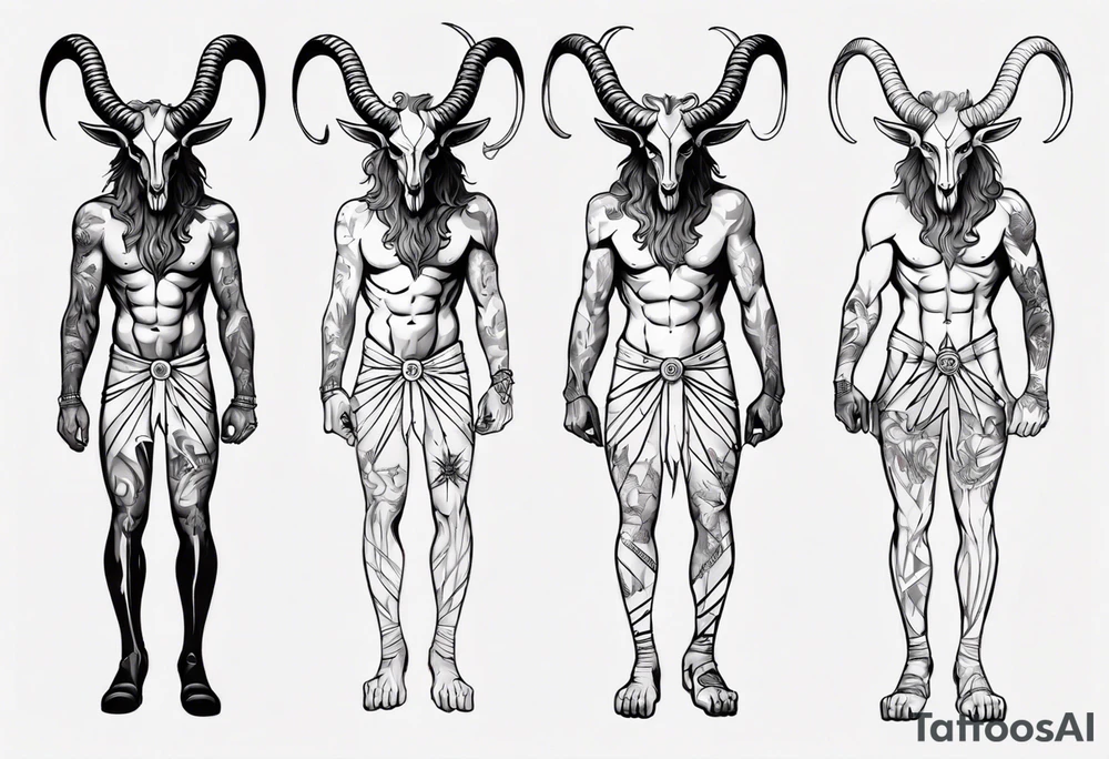 Baphomet standing full body tattoo idea