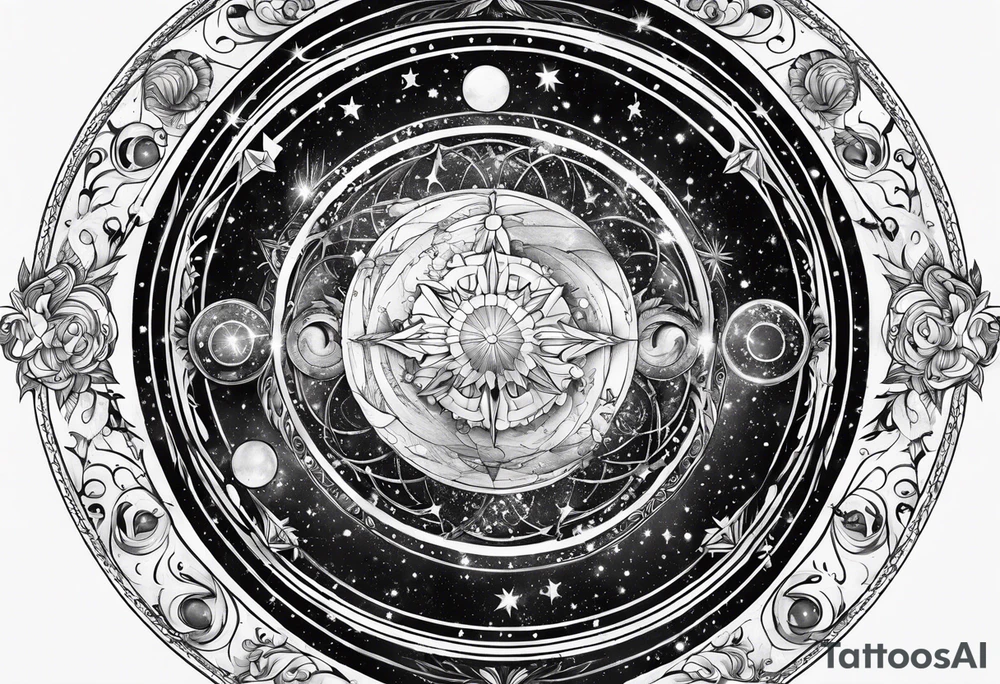 Galaxy with Gemini and Capricorn constellations tattoo idea