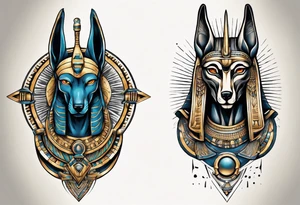 anubis and horus full arms tattoo idea