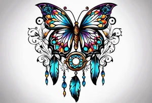 Dream catchers, butterflies, and lotus flowers tattoo idea