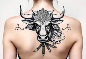 Ox dressed up as samurai warriors tattoo idea
