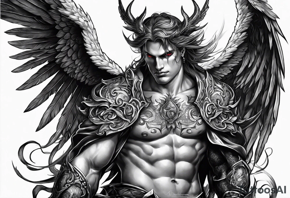 Demonic Male angel from hell tattoo idea