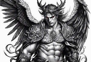 Demonic Male angel from hell tattoo idea