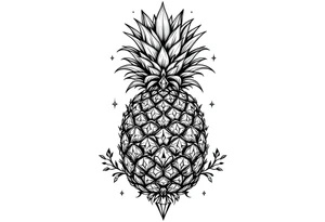 Majestic pineapple, crown, diamonds, vagina, anus tattoo idea