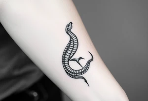 A snake and crane tattoo idea