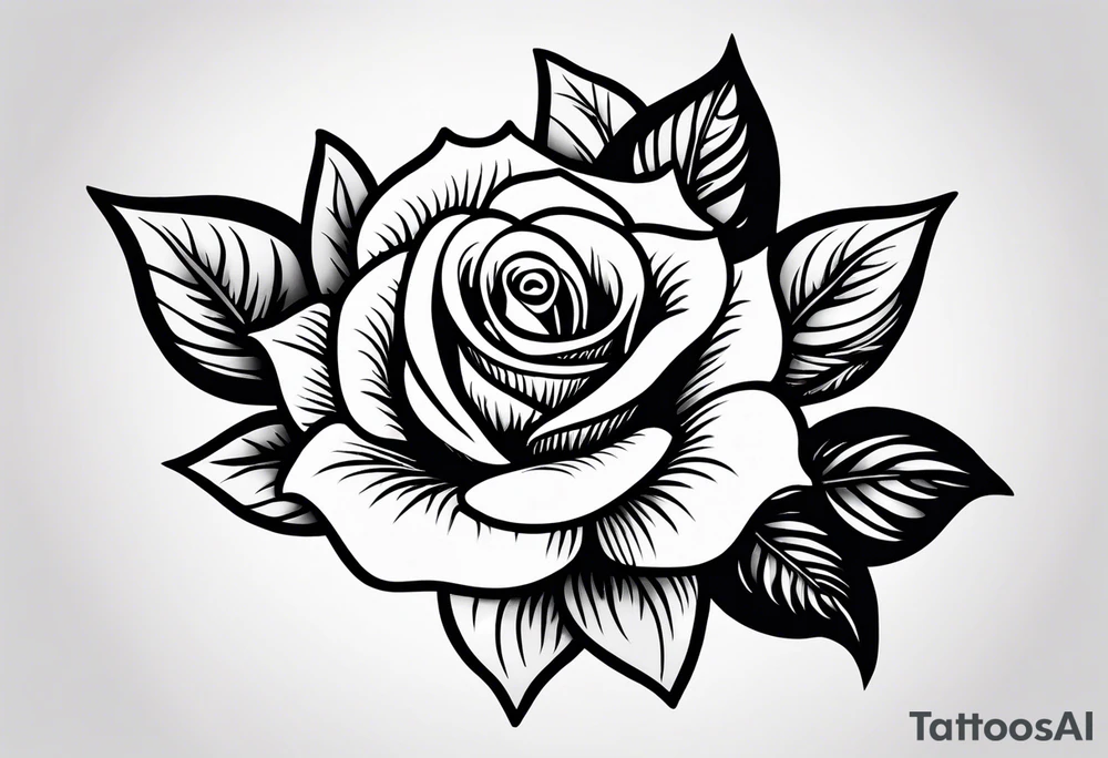 Traditional rose tattoo idea