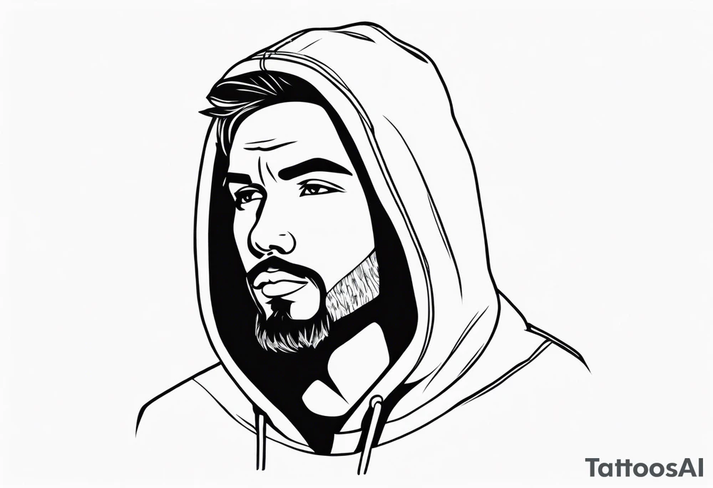 Guy wearing a hoodie facing forward tattoo idea