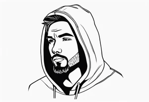 Guy wearing a hoodie facing forward tattoo idea