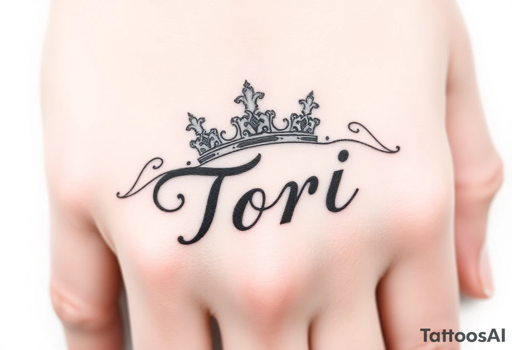 Name Tori with crown tattoo idea