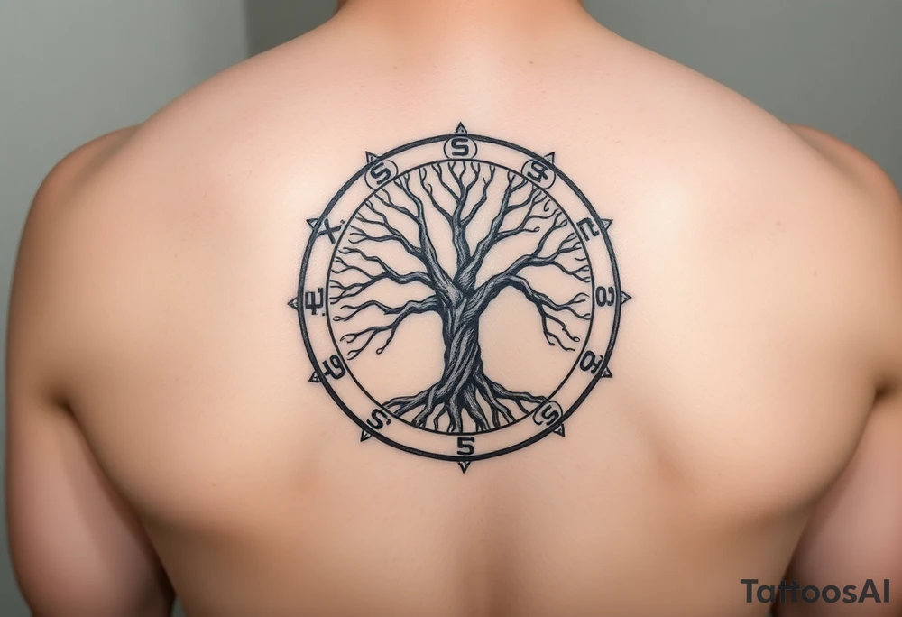 tree of life with circle of runes tattoo idea
