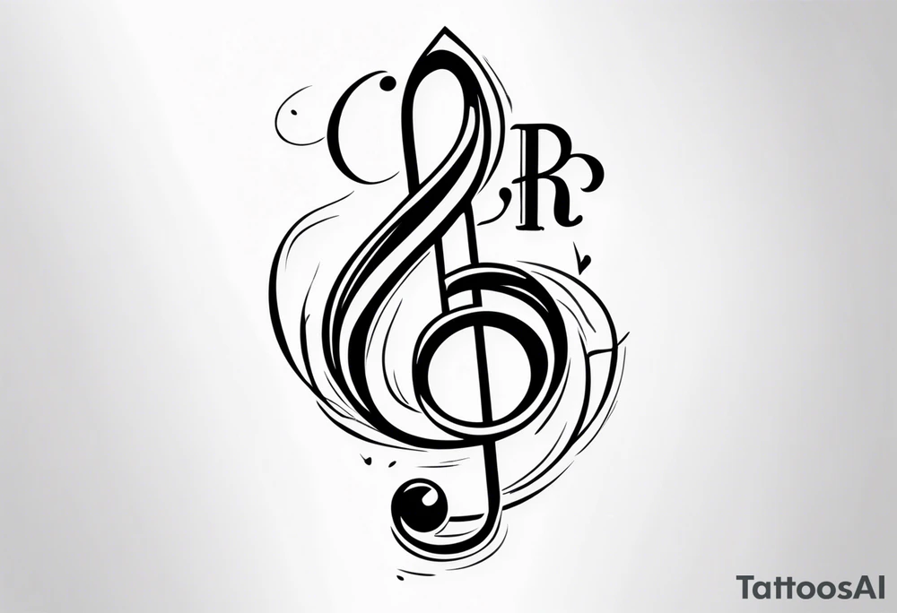 Treble clef incorporating the letters R and L tattoo idea