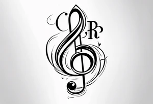 Treble clef incorporating the letters R and L tattoo idea