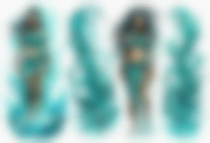 a turquoise Na'vi woman standing in the sea with water for legs surrounded by crashing waves tattoo idea