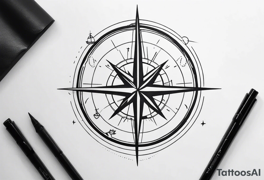 Compass with wAVES AND BIRDS on mid back female tattoo idea Compass with wAVES AND BIRDS on mid back female tattoo idea
