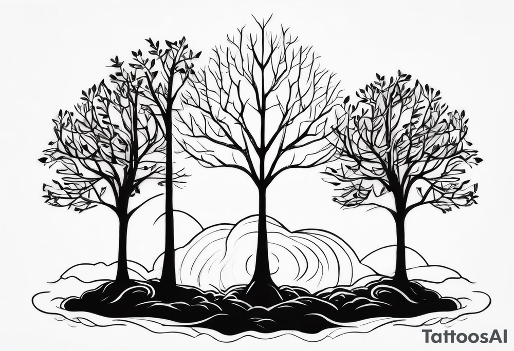 Three small trees together by the roots tattoo idea