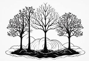 Three small trees together by the roots tattoo idea