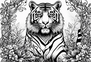 Vines climbing up body with tiger lollies growing and the quote 'then, child make another" written into one of the vines tattoo idea
