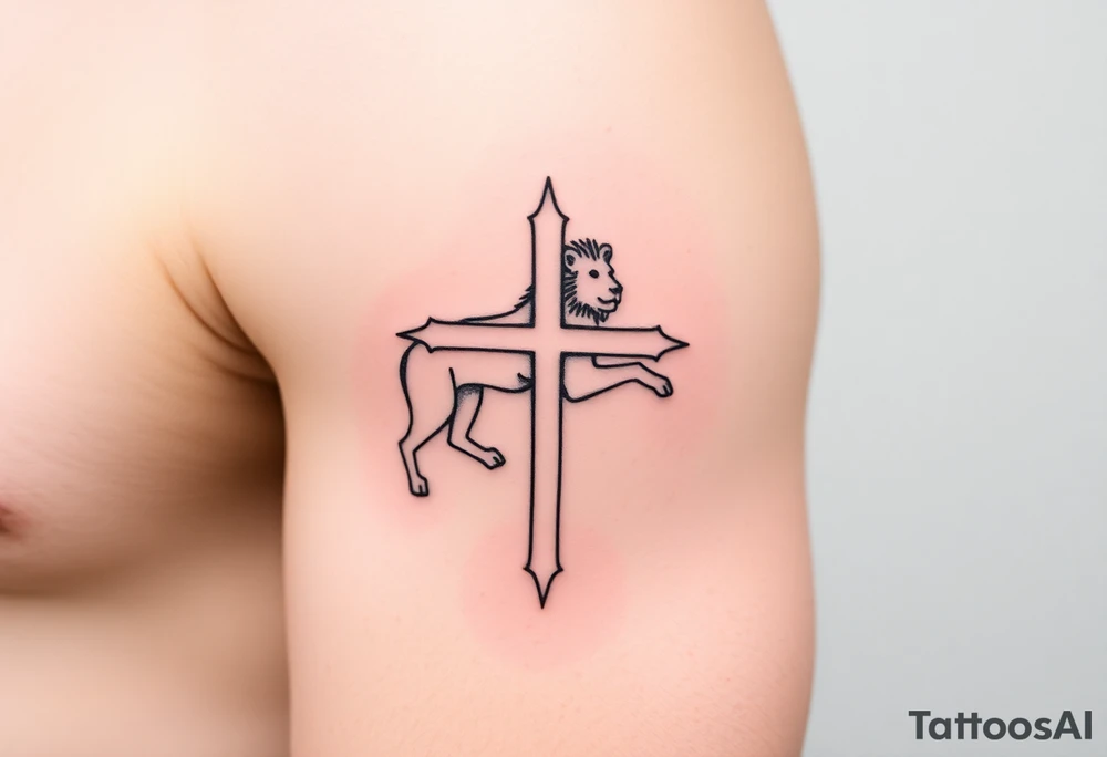 cross lion and the lamb tattoo idea