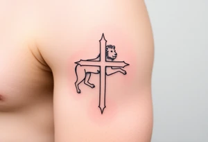 cross lion and the lamb tattoo idea