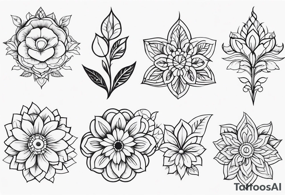 ornaments of flowers tattoo idea