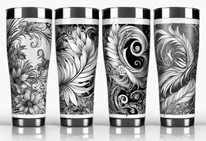 20 oz tumbler, personalized, fantasia, floral , dreamscape, feathers, Cheshire Cat tattoo idea