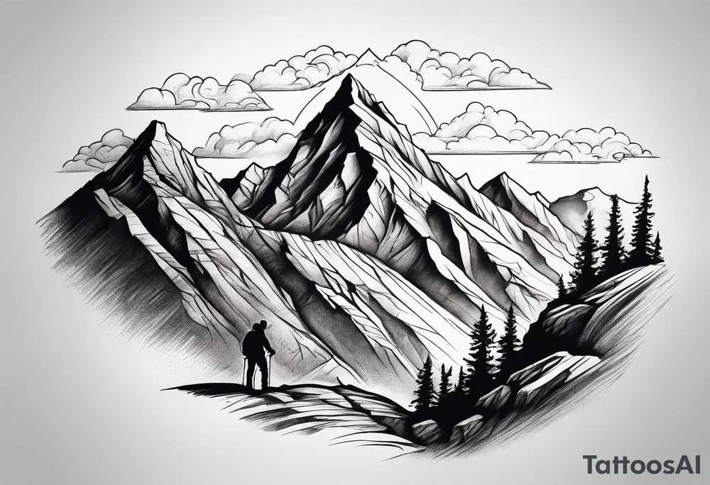 Climbing mountain tattoo idea