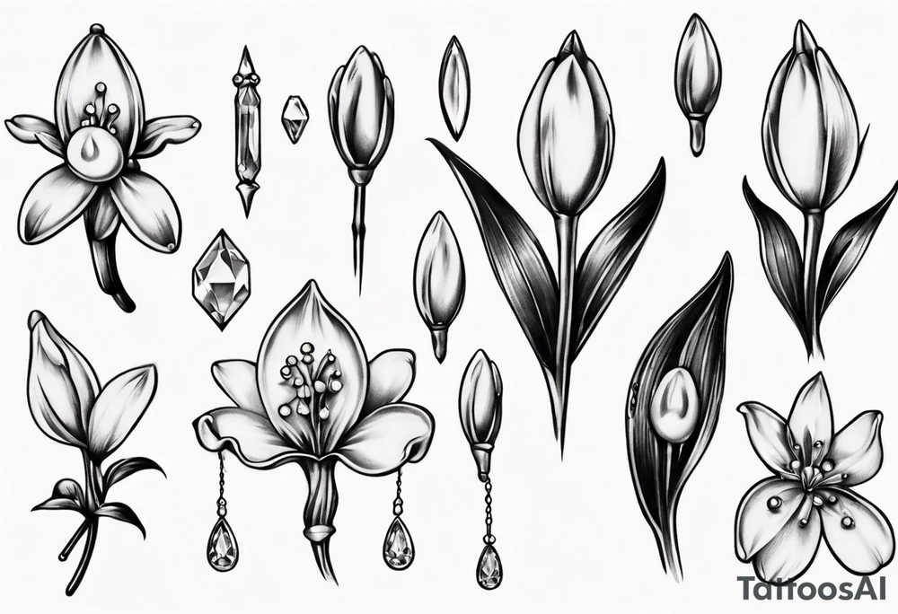 Snowdrop with jewels tattoo idea