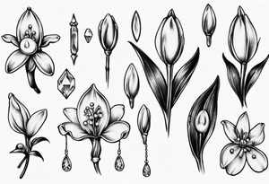 Snowdrop with jewels tattoo idea