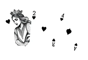 (Queen of hearts, 2 of hearts and 4 of hearts) playing cards tattoo idea