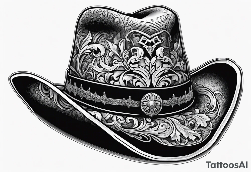skeleton cowboy hat tattoo idea