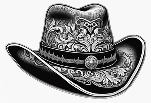 skeleton cowboy hat tattoo idea