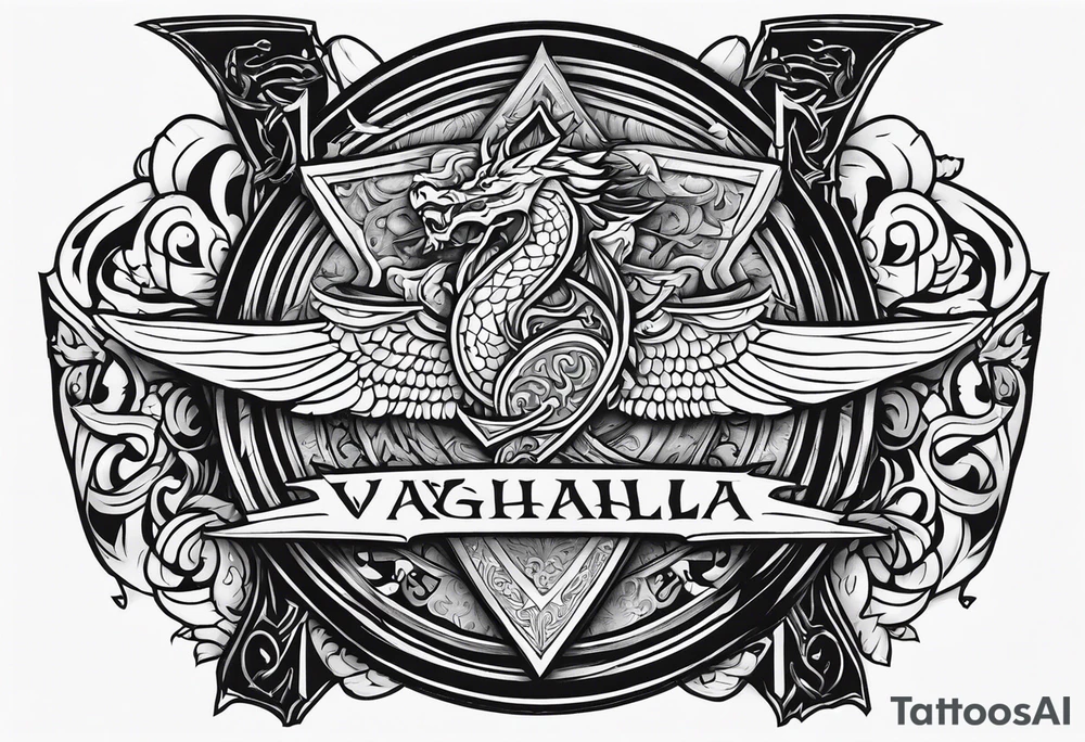 Valhalla dragon sword shield tattoo idea