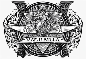 Valhalla dragon sword shield tattoo idea