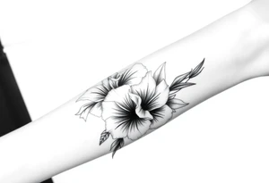 Gladiolus and naricuss  flowers on forearm tattoo idea