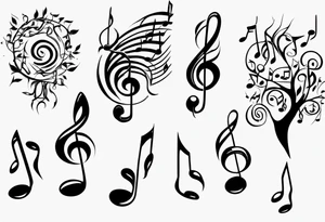 music speaker note tree stave note tattoo idea