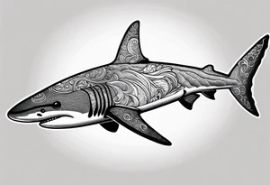 aerial view of a white tipped reef shark tattoo idea