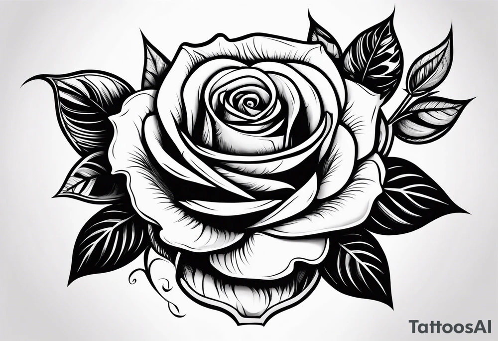 A rose tattoo with names engraved in the petals and to finish skeleton bone fingers tattoo idea