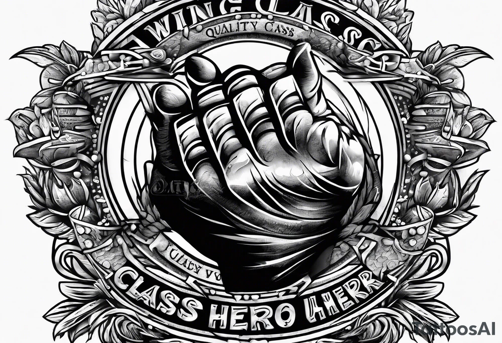 working class hero text with 20 pieces of silver and praying hands tattoo idea