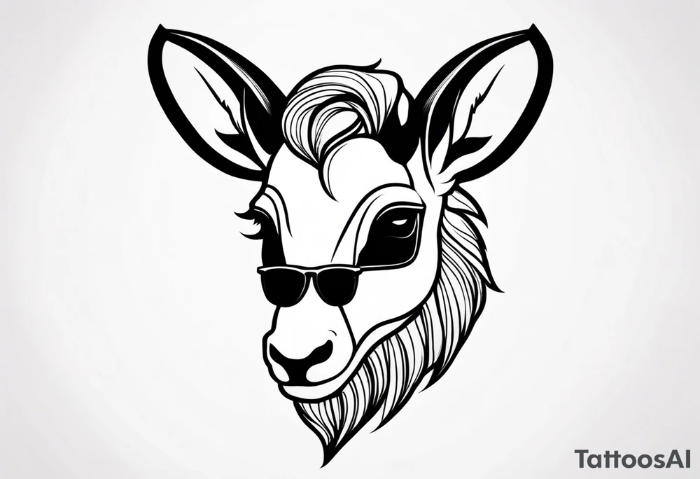 capricorn with beard and sunglasses tattoo idea