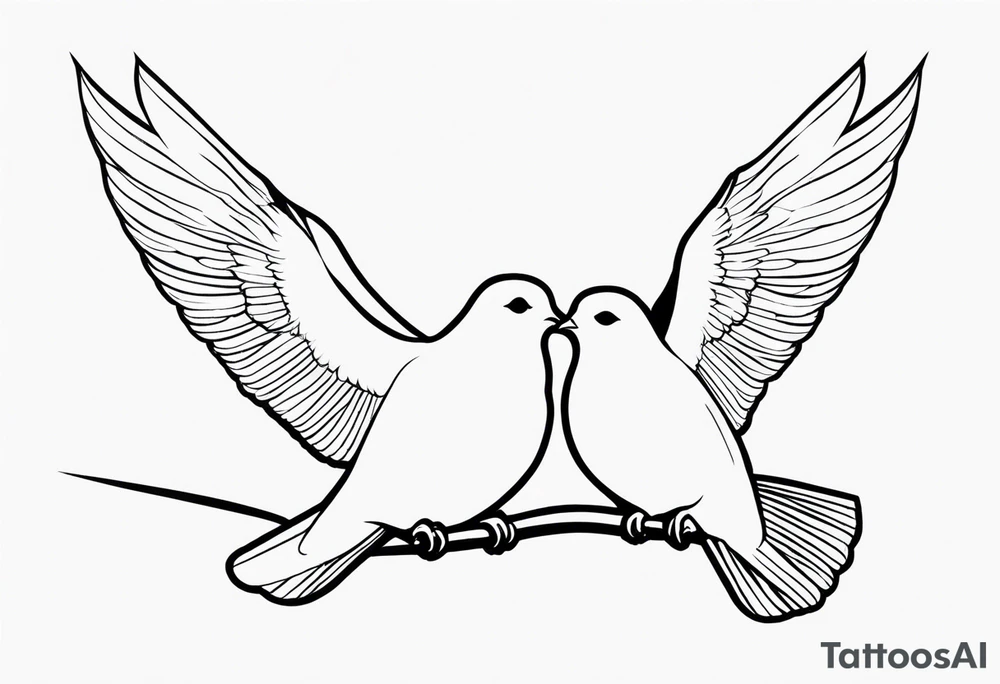 dainty, fine line, doves tattoo idea