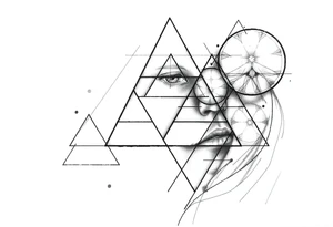 Geometric, triangles, lines, circles tattoo idea