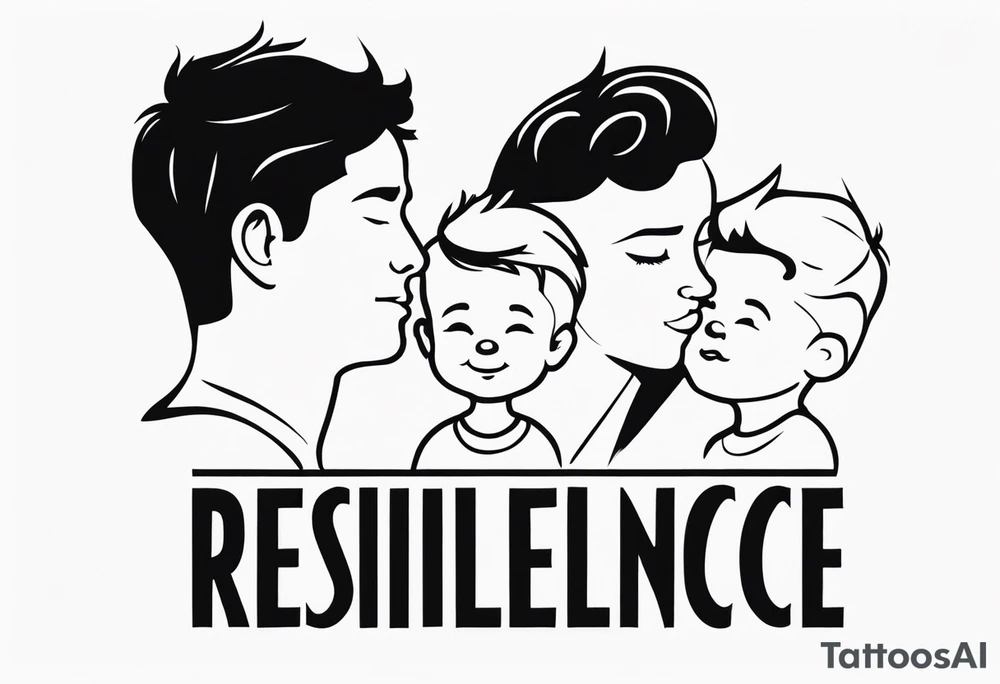 Use the word resilience and represent 2 boys and 1 mom tattoo idea
