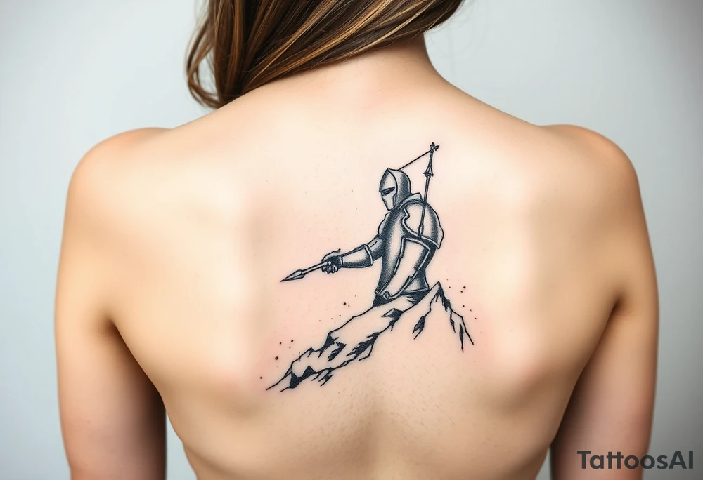 3d Powerful knight on the hillside tattoo idea