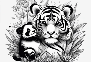 Baby tiger and baby panda hanging out tattoo idea
