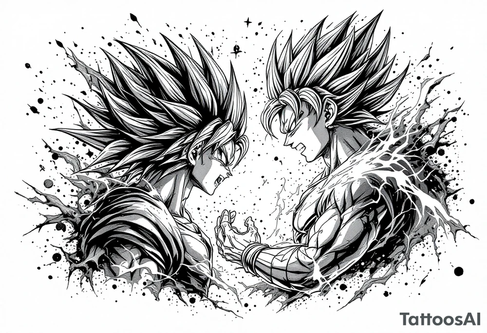 legendary dragonball z scene with energy aura and power effects tattoo idea