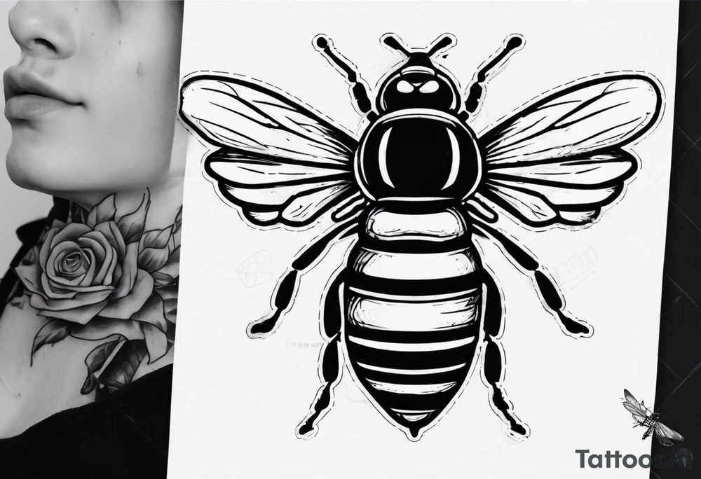 comic biene im flug mit freundlichem gesicht tattoo idea