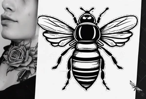 comic biene im flug mit freundlichem gesicht tattoo idea