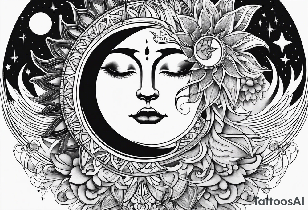 Moon and sun tattoo idea