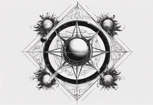 Escaping the of black cube of saturn,Occult esoteric tattoo idea